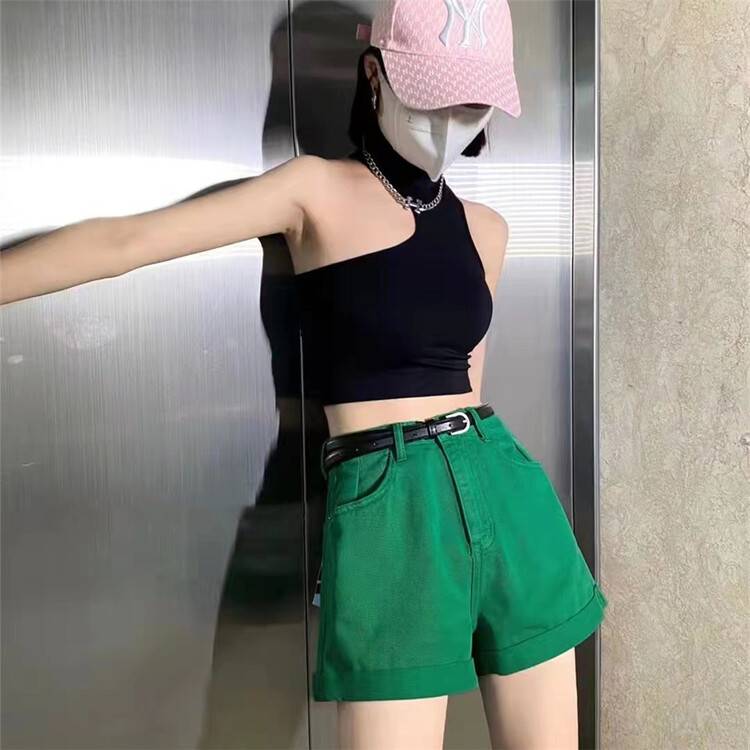 [H.Y] Korean simple and versatile denim shorts (with belt) 653# XYJ
