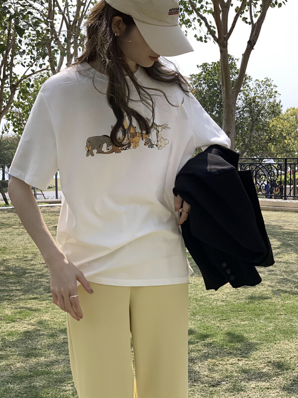 [T.G] cartoon printed round neck short sleeve T-shirt 15873# cqw