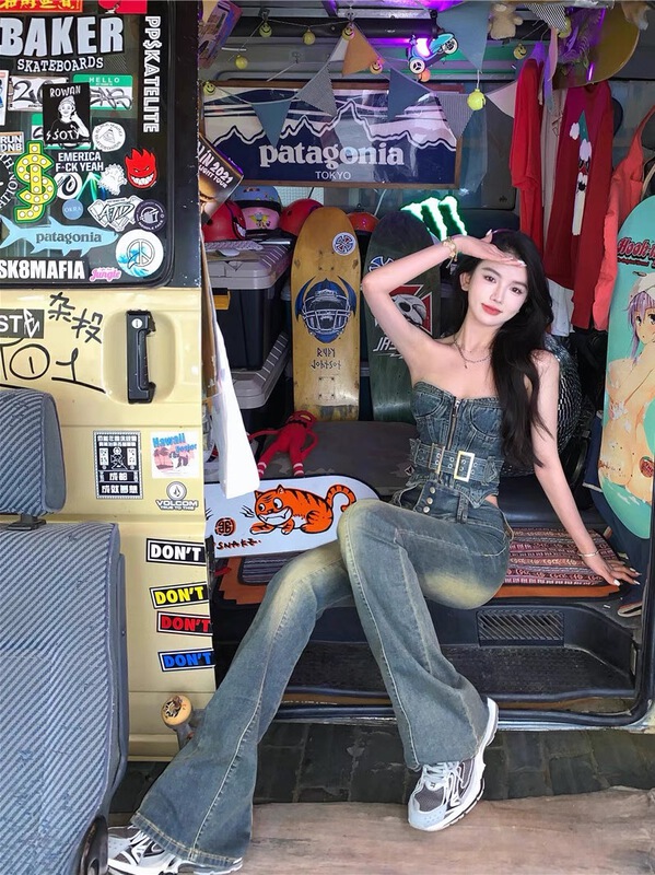 [Xiaoyan family] retro micro horn skinny jeans 8168# XYJ