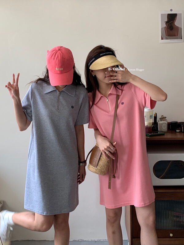[B plus] simple casual daily polo collar dress 22-9402-2# HBx