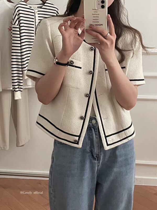 [love] temperament Korean style contrast color short coat s0953# HBx