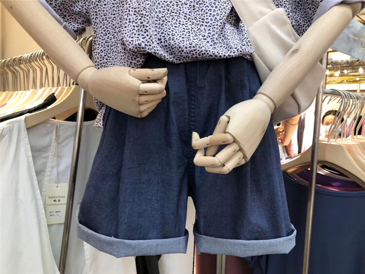 [ninestone nine stones] elastic waist loose comfortable casual shorts 79088# L