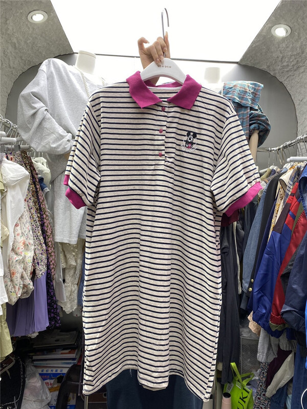 [dodo] Korean casual stripe embroidery dress 0257# zyh