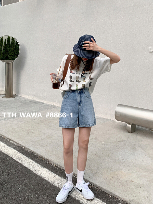 [Wawa] Korean casual versatile elastic waist slim skirt pants 08866-1\ozq