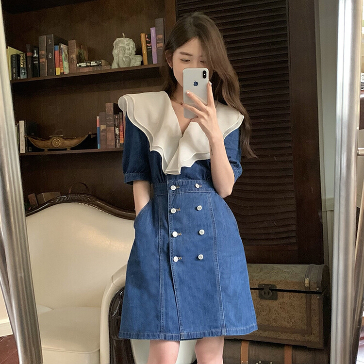 New in early summer! [jun.t] French Ruffle panel design, waist closing short dress 5809# PCZ