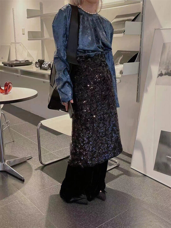 Early spring! [badmoon] fashion heavy industry Sequin skirt 591# LSW