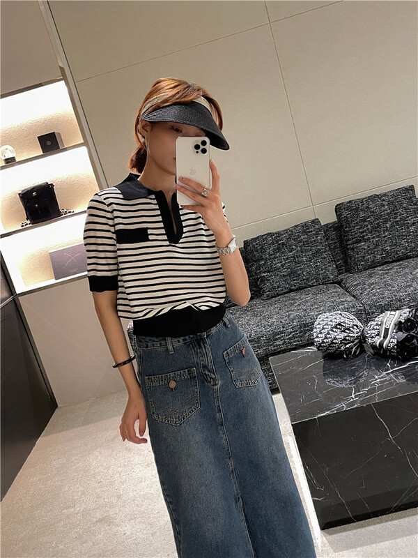 [wo/men] stripe fashion versatile short sleeve T-shirt 2869\zxl