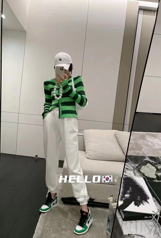 New year in early spring! [JH] striped knitted cardigan ➕ Simple casual pants suit (only suit) 40816# hjy