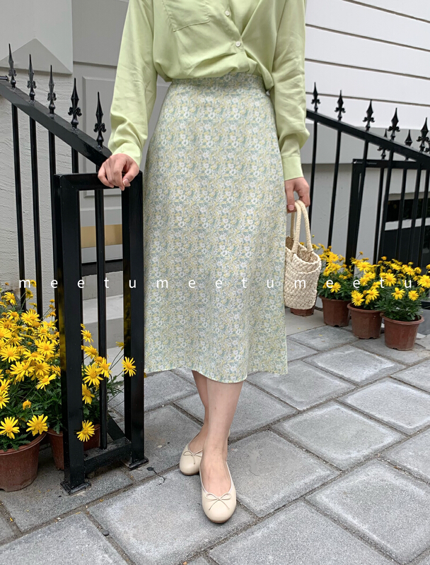 New year in early spring! [meetu] soft semi elastic floral skirt 2183# ZSY