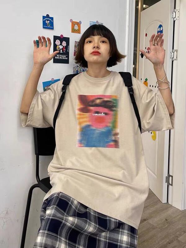 [venue] American retro personalized oil painting short sleeve T-shirt xt7827\csx