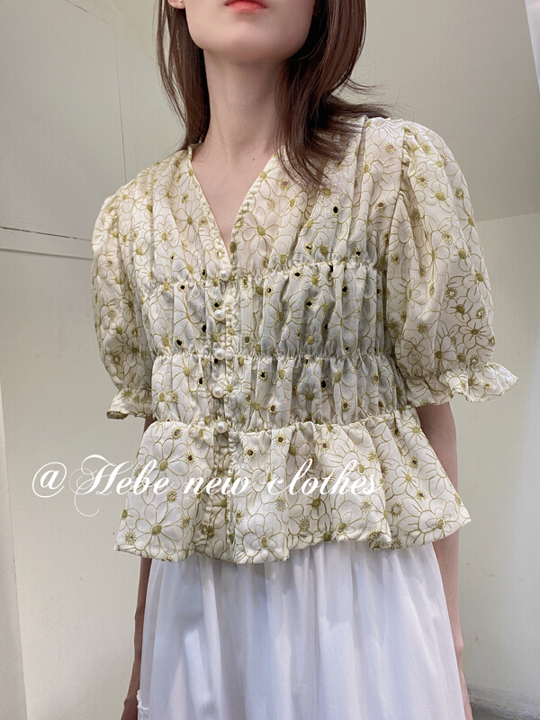 [Hebe] V-neck slim sweet blouse 6910# XYJ