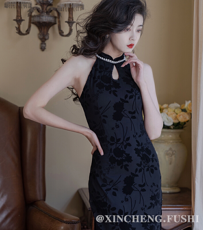 New in early summer! [Xinsheng] cheongsam Chinese style retro temperament pearl neck hanging cheongsam a240# PCZ
