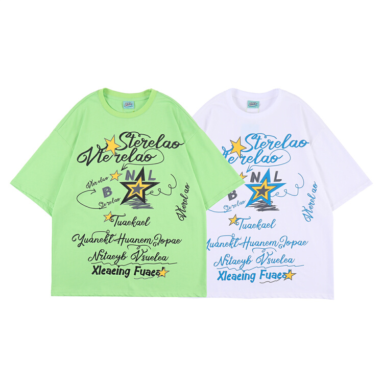 [BNL] men's and women's personalized graffiti printed short sleeve T-shirt 645# ZZL