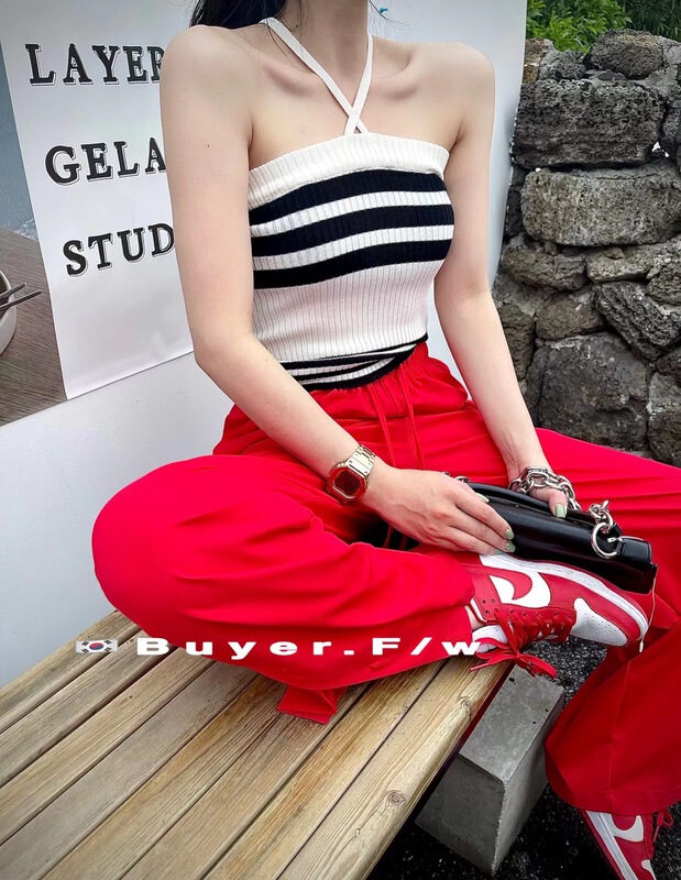 [buyer] Halter sleeveless striped vest / sling 501# WTT