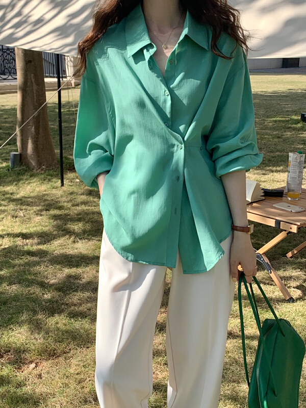 New year in early spring! [T.G] basic versatile Tencel linen solid shirt 13767# cqw