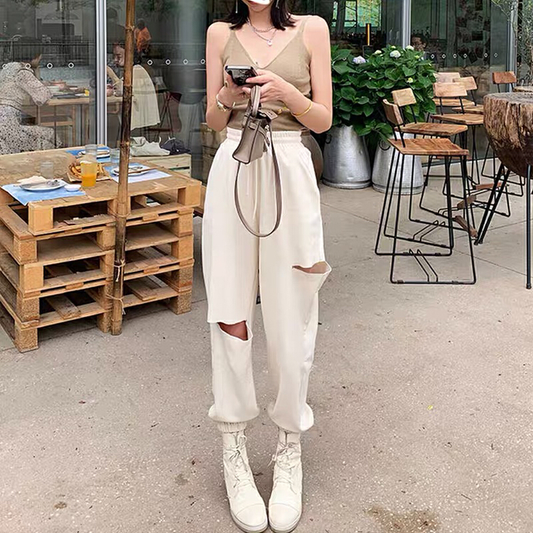 [66] fashion casual pants with holes 179# L