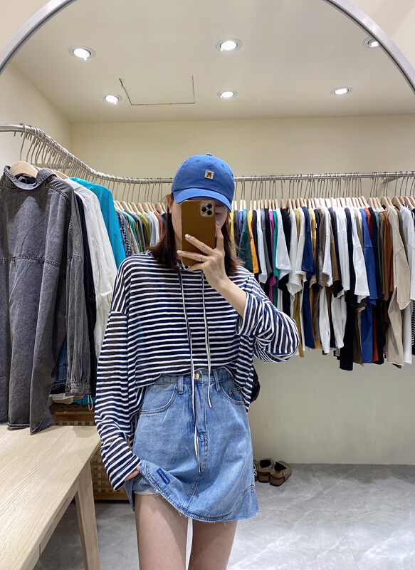 New in early summer! [da. 7] splicing design denim skirt 8869# LSL