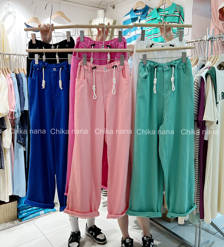 [Yi Jia Yi] Korean drawstring fashion straight casual pants 0205# cqw