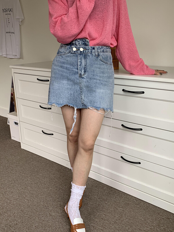 New in early summer! [Hua Muzi] irregular denim skirt pants skirt 70038# zxl