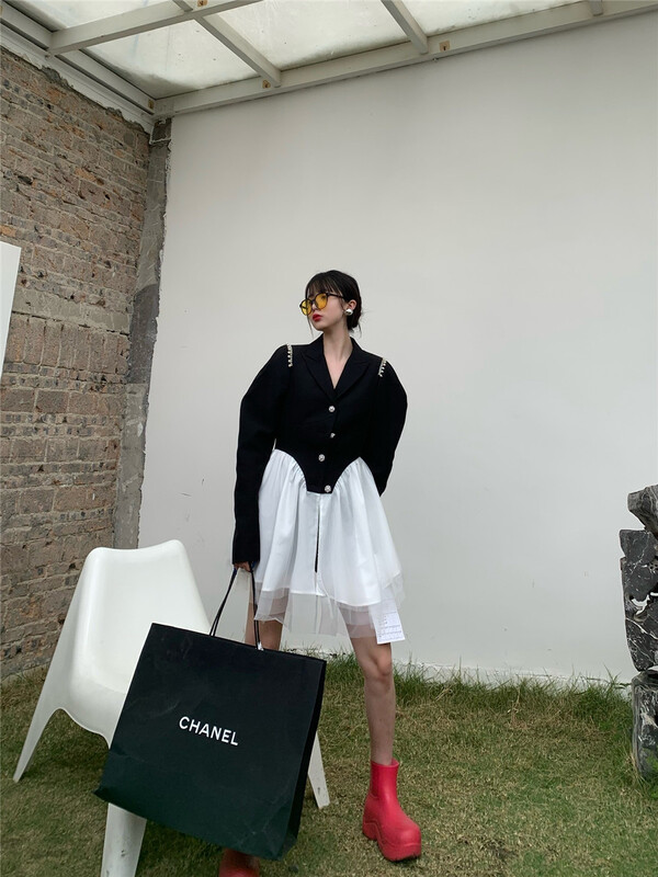 New year in early spring! [Zia] splicing design heavy industry dress 320007# zyh