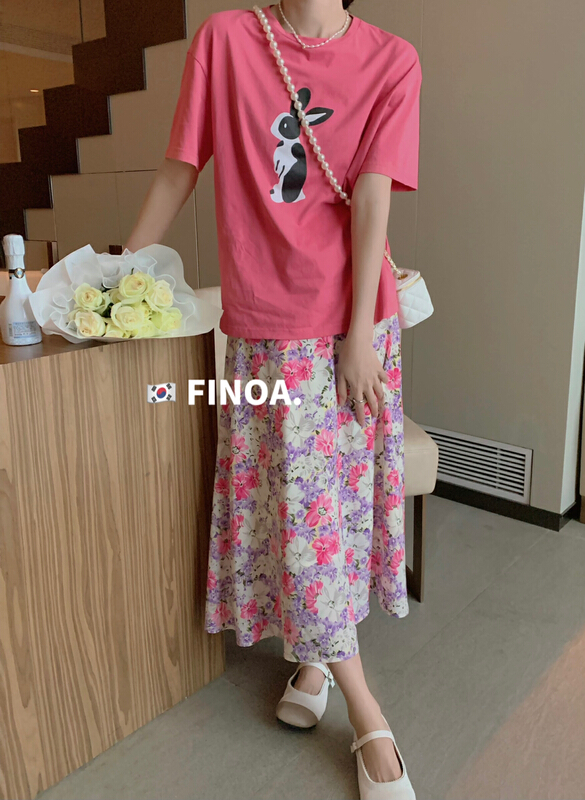 [finoa] Korean casual flower skirt 10462# CLS