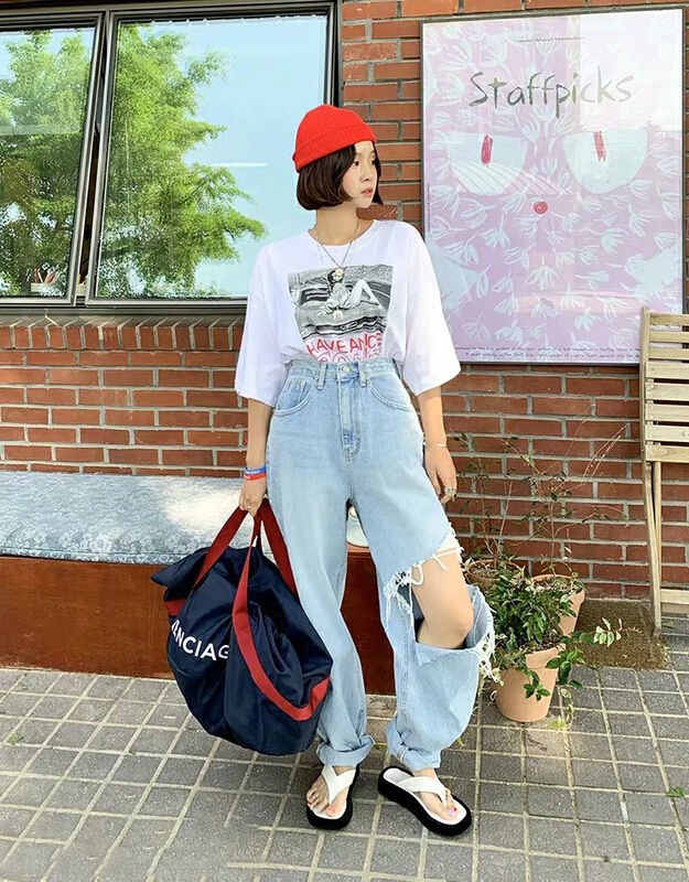 [Wu / u] personalized fashion, perforated design jeans ys1-8036# LSL