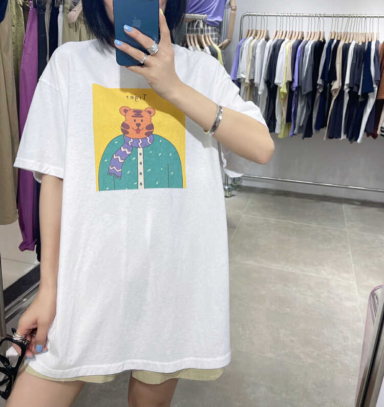 New year in early spring! [two percent] tiger print age reducing Casual Short Sleeve T-shirt 9857# LSL