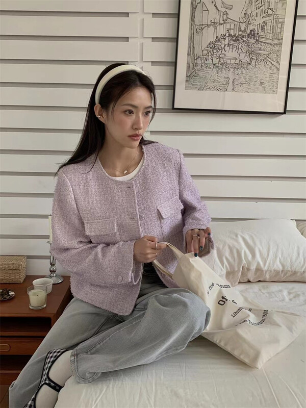 goods in stock! New year in early spring! [Las celula] small fragrance round neck temperament short coat c2695# zxx