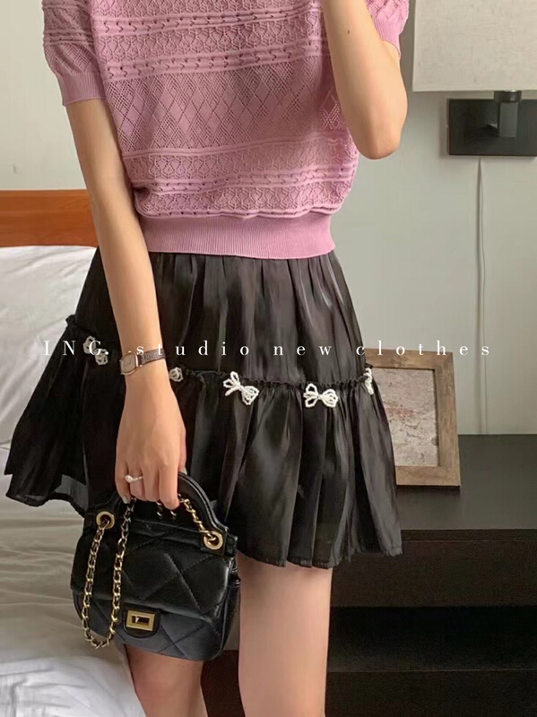 goods in stock! [ing] sweet and versatile butterfly Beaded fungus side skirt 7662# ZSY