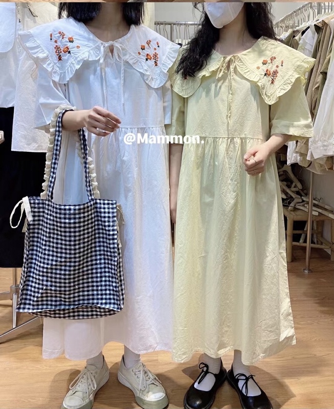 New in early summer! [Mammon] Korean doll neck floret embroidery dress 2028# XYY