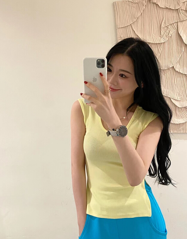 [Wu. 33] side split elastic vest 2298# WTT