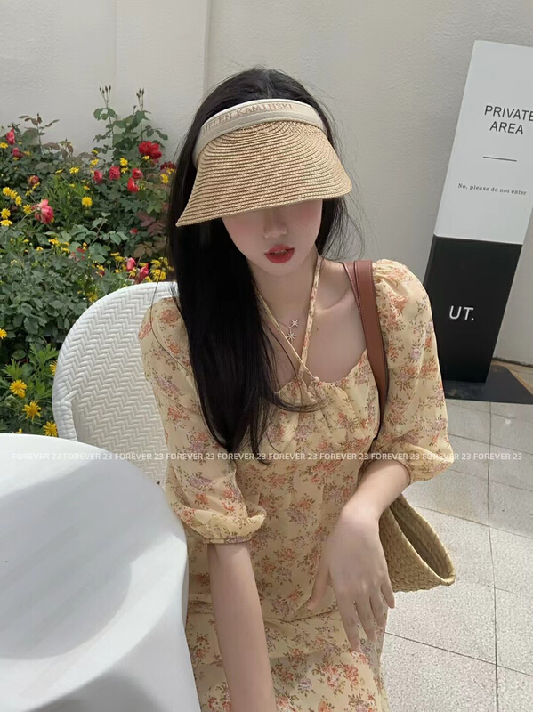 [forever23] French holiday necked floral dress q2039# hjy