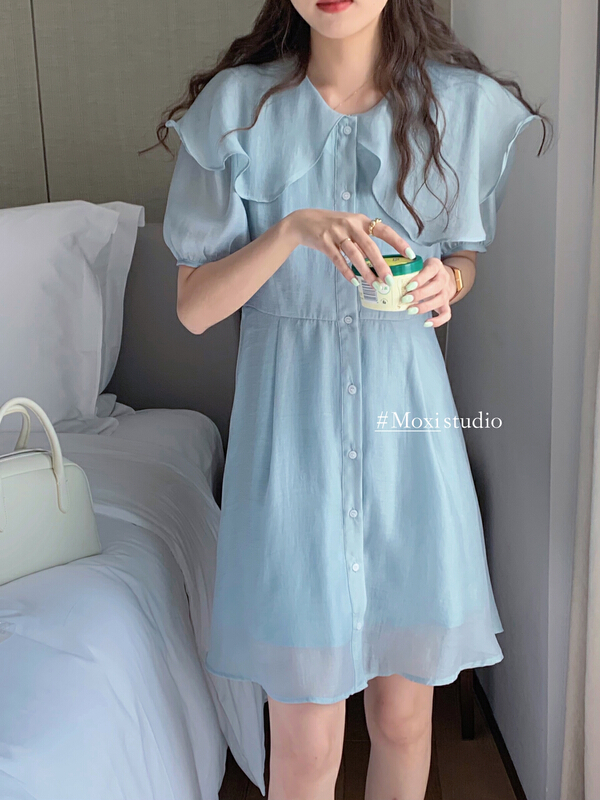 [Moxi] Korean version simple age reducing dress 75919# XJ