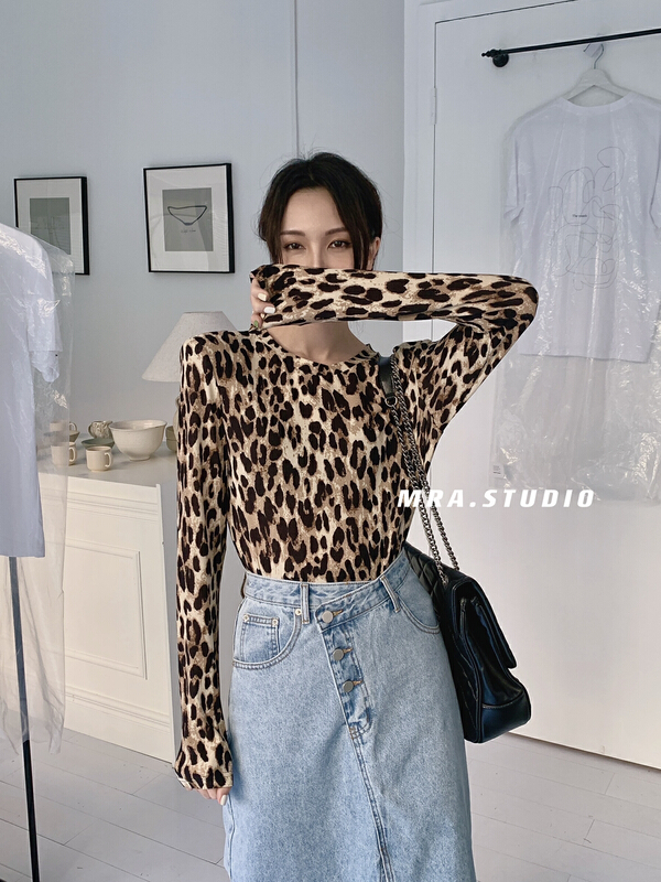 Original price 50.76! New year in early spring! [MRA] leopard print fashion long sleeve T-shirt j2108# zxl