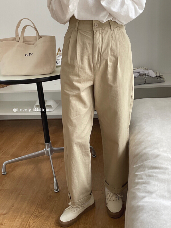 goods in stock! New year in early spring! [love] Korean fashion simple and versatile high waist casual pants s0676# HBx