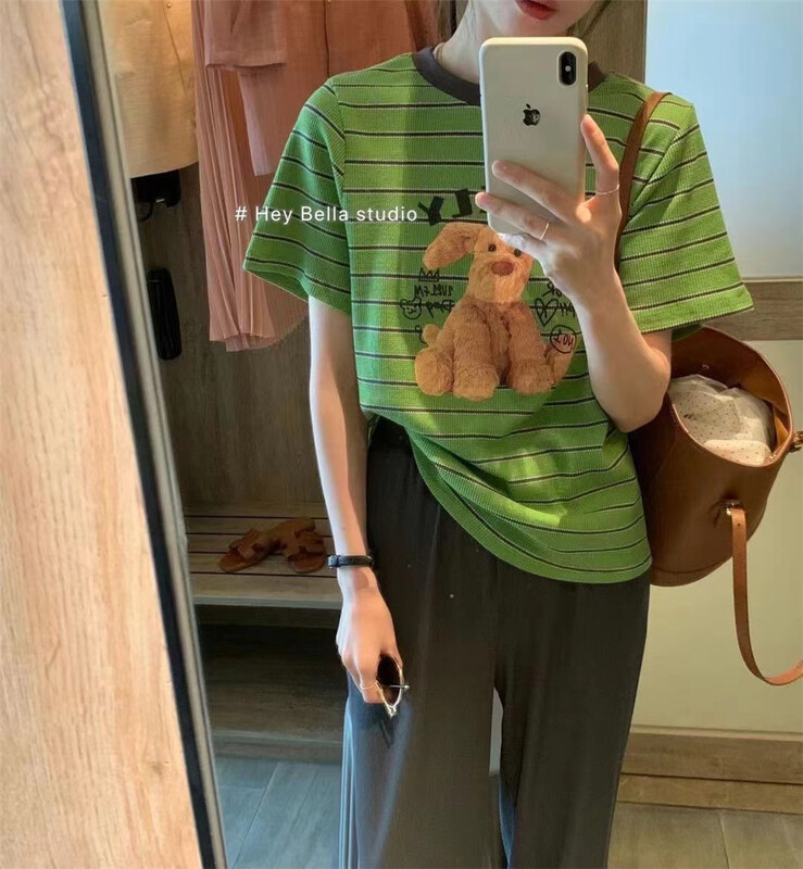 [hey Bella] Korean round neck versatile short sleeve T-shirt (T-shirt only) ys1-1508# ll