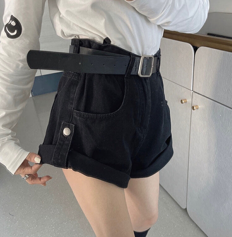 New in early summer! [x · h studio] high waist loose straight jeans casual shorts (with belt) 8952# ozq