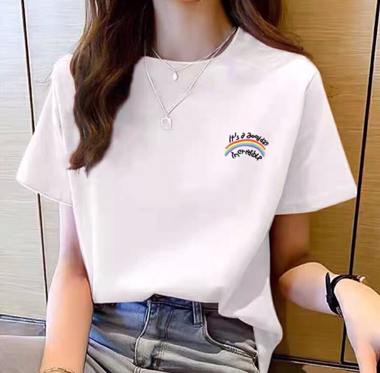 New year in early spring! [ziyijia] round neck versatile Pullover short sleeve T-shirt ys1-0035# WTT