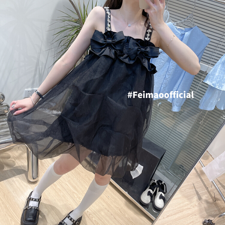 [Feimao Philippine cat] Korean Pullover crimp dress (bow can not be removed) ym-7074# LSL