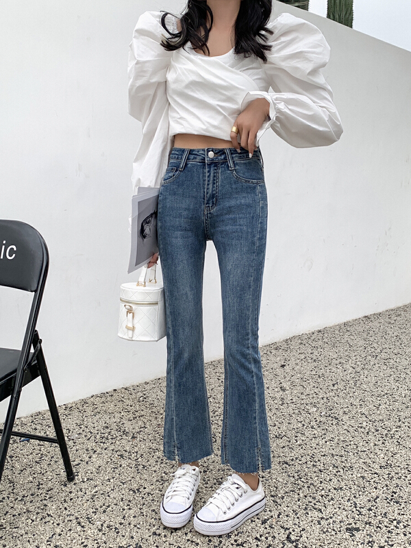 New in early summer! [JFT] fashion slit flare jeans 3689# CLS