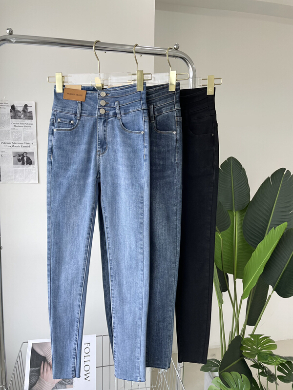 [Zoe Han jeans] Korean high waist leg closing jeans t3109# ozq