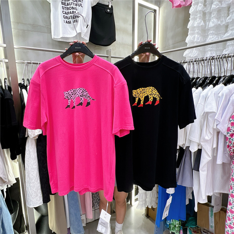 [mozr] basic versatile printed short sleeve T-shirt 22102# XYJ