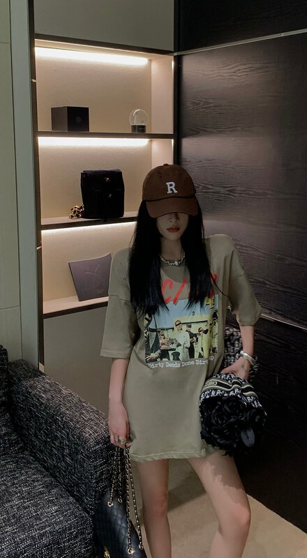 [ID] round neck print fashion short sleeve T-shirt 9397# LSL