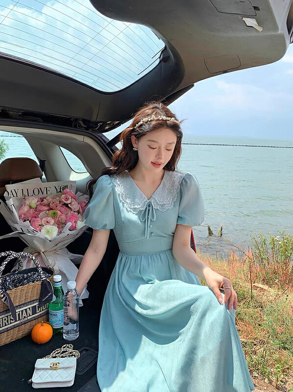 goods in stock! New in early summer! [w design] French embroidery collar lady dress 14821# WPL