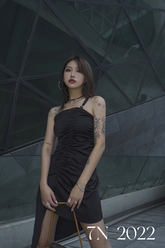 [7n] Korean version single shoulder belt pleated irregular design dress 7223# ozq