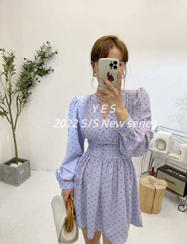 [yes] small crowd gentle wind waist closing dress 7007# ozq