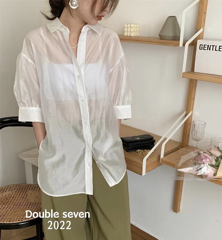[double seven] loose and versatile solid shirt 28615# zxx