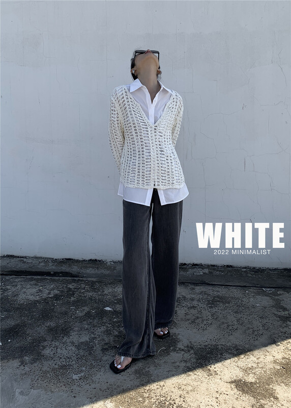 Cxdhh / new in early spring! [white] V-neck hollow out temperament shirt ys1-xc9-b-10218# WPL