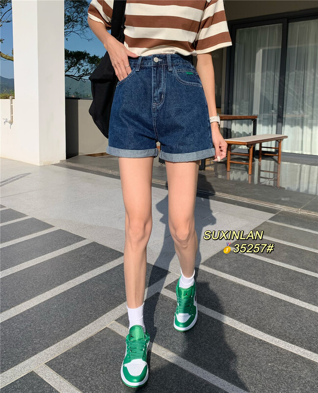Summer new! [suxinlan] design sense: retro, simple and thin denim shorts 35257# LSL