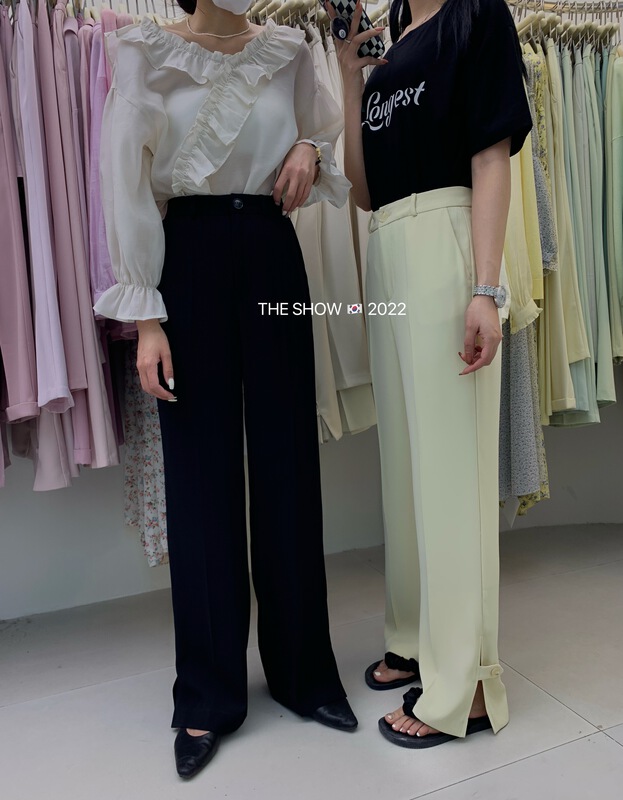Original price 87.98! [the show] simple, slim and slightly textured trousers 60191# CLS